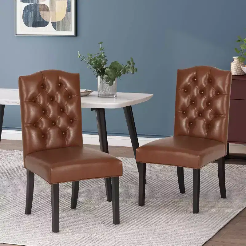 MAYEERTY Set of 2 Harriet KD Tufted Dining Chairs, Button-Tufted Detail Detachable Design, Dining Room