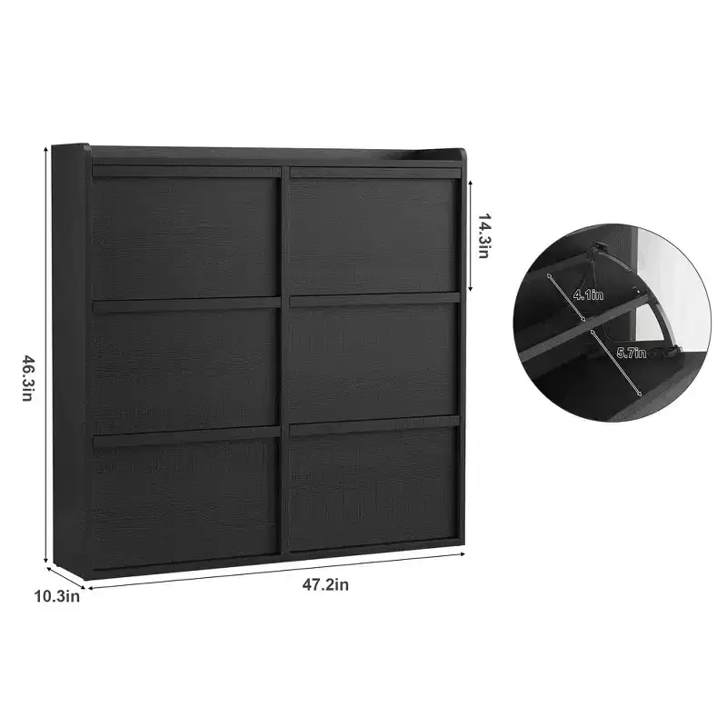 GustoWave Shoe Cabinet with 6 Flip Drawers, Wooden Shoe Organizer Cabinet with Adjustable Shelf, Shoe Storage