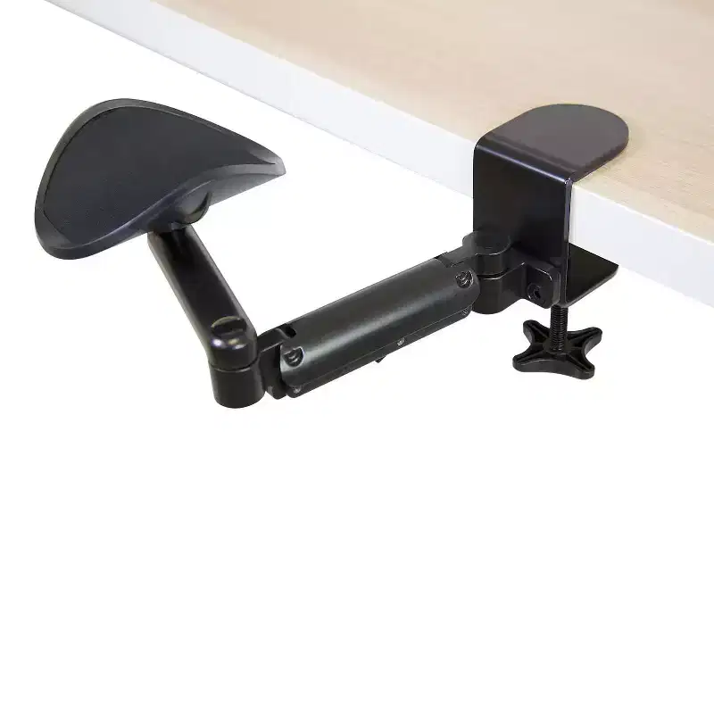 Height Adjustable Ergonomic Desk Arm Rest with Clamp-On Base - Black