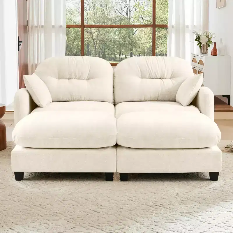 Cloud Chenille Sectional Sofa  Tufted High-Density Foam, Ergonomic Arms, Perfect for Bedroom or Small Living Room