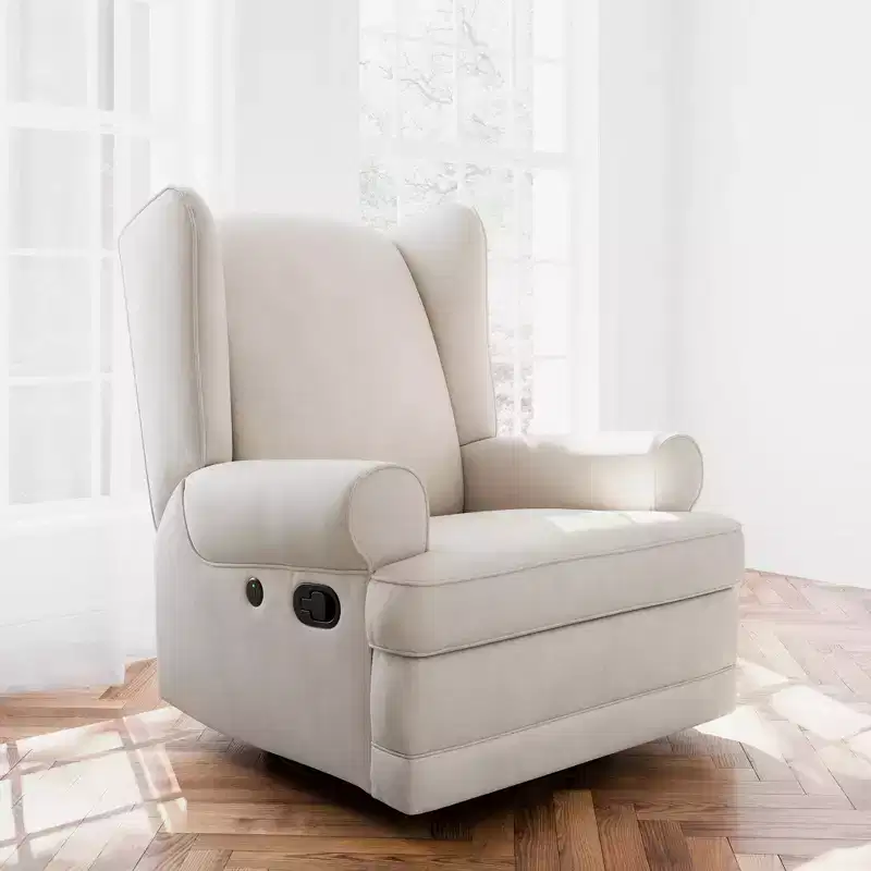 Wingback Upholstered Recliner Glider with USB Charging Port - Nursery Chair