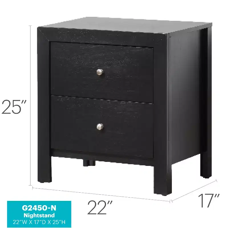 2-Drawer Nightstand with Black Finish – 25
