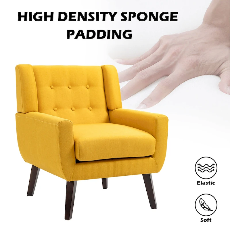 3-Piece Tufted Linen Armchair and Loveseat Set