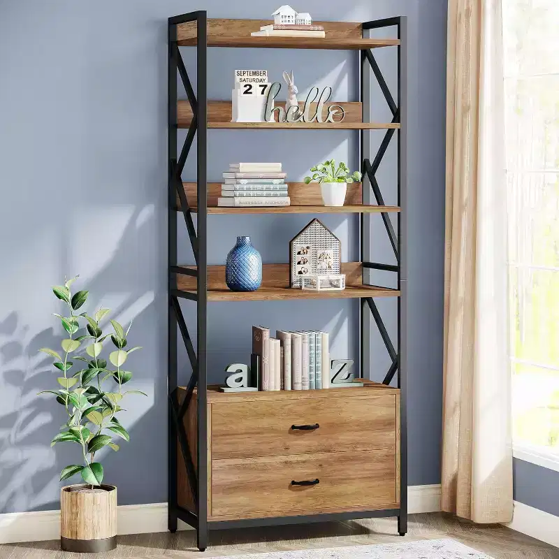 70.8 2 Drawers 5 Shelf Open Bookcase