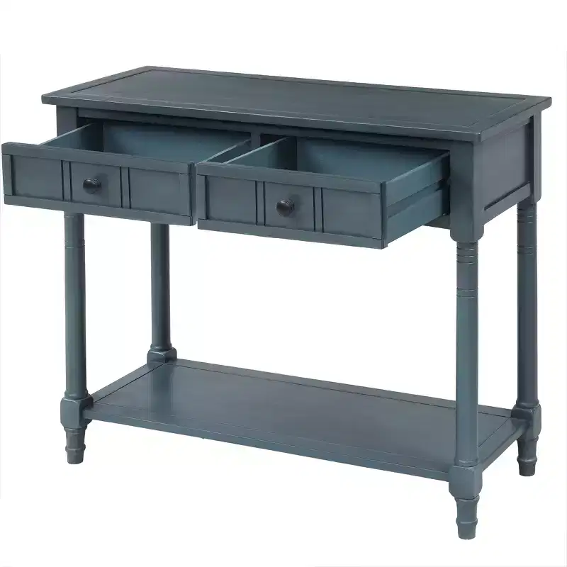 Console Table with Two Drawers and Bottom Shelf
