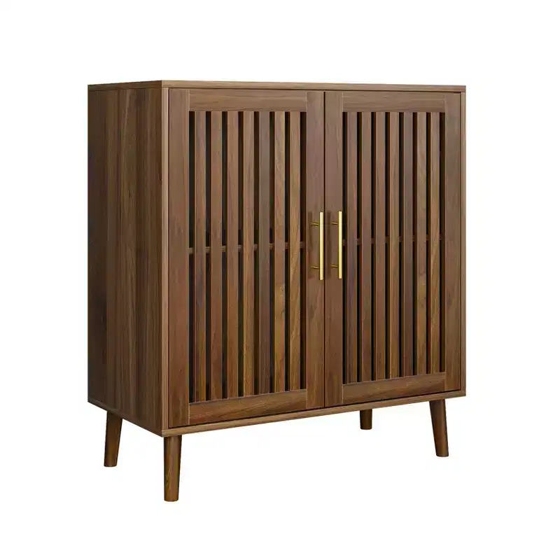 Sideboard Buffet Cabinet with Storage, Farmhouse Buffet Cabinet with Louvered Doors, Wood Coffee Bar Storage Cabinet