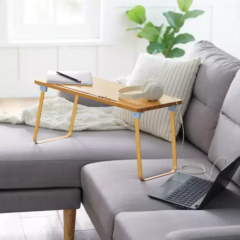 Collapsible Bamboo Lap Desk, Brown with Gold-Tone Frame