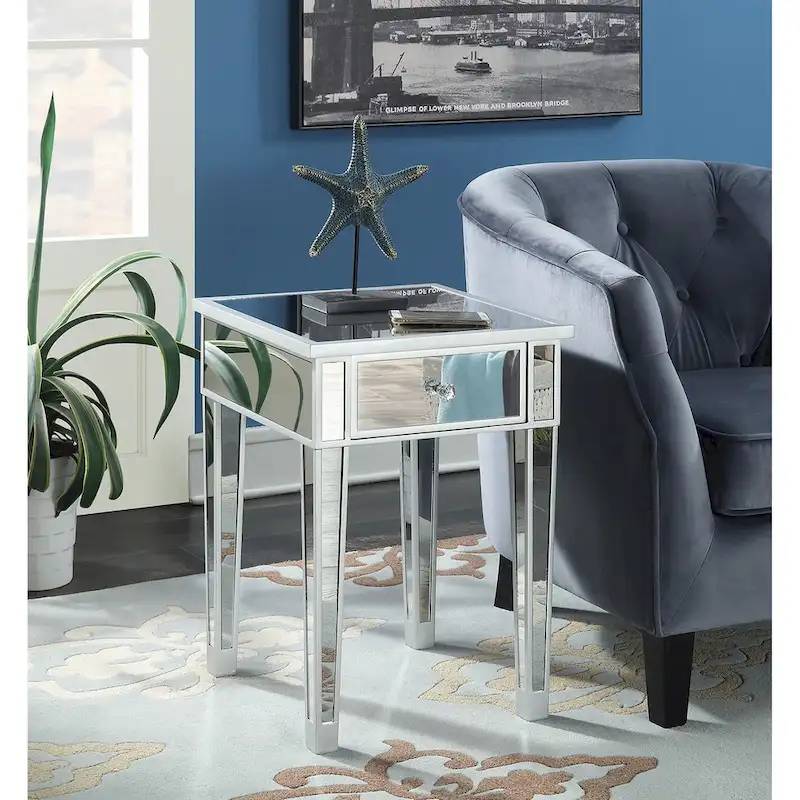Gold Coast Mirrored 1 Drawer End Table