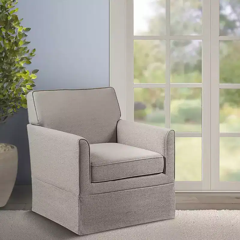 Slipcover Accent Armchair – Track Arm, Skirted Base, Removable Cushion