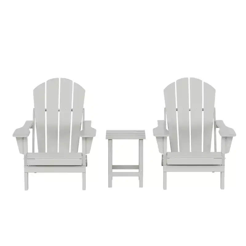 WestinTrends Malibu HDPE Outdoor Patio Folding Poly Adirondack Conversation Set (3-Piece)