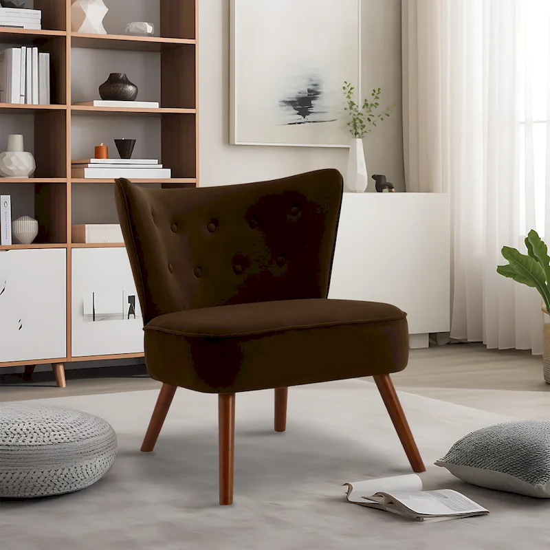 Tufted Velvet Accent Chair Upholstered Living Room Side Chair - 27.6 W x 28 D x 31.3 H