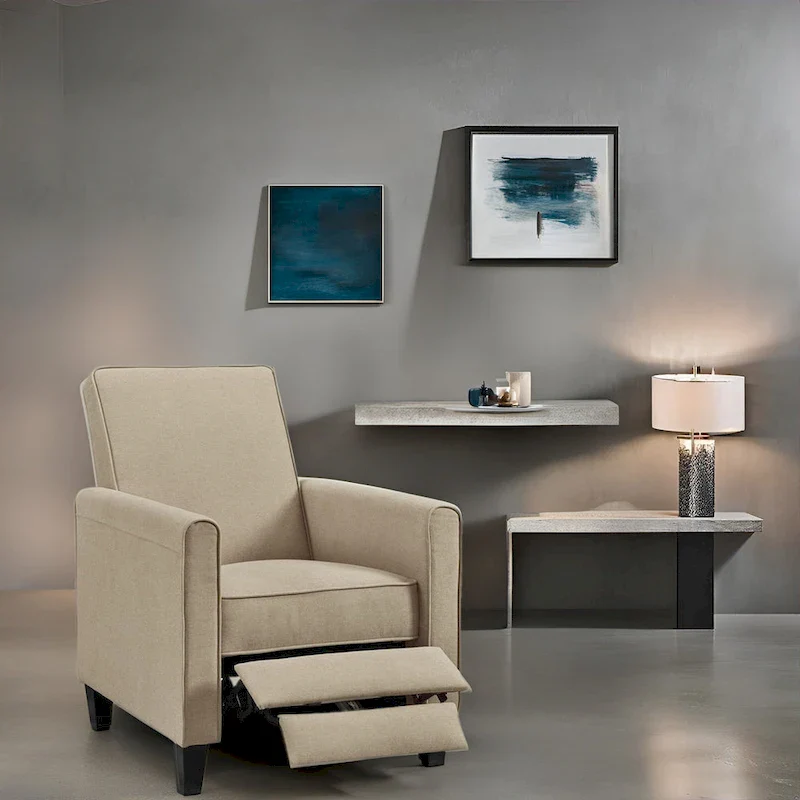 Pushback Recliner Chair with Adjustable Footrest and Padded Armrests
