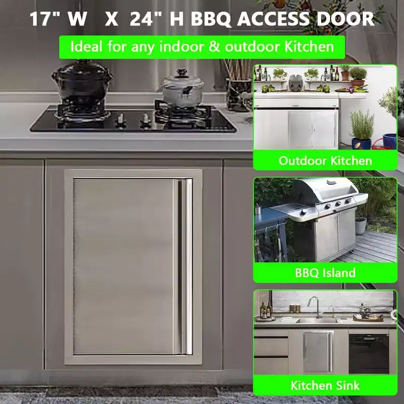 Garvee Outdoor Kitchen Doors, BBQ Access Door, 304 Stainless Steel BBQ Doors for Indoor/Outdoor Kitchen, Outdoor Cabinet, BBQ Island