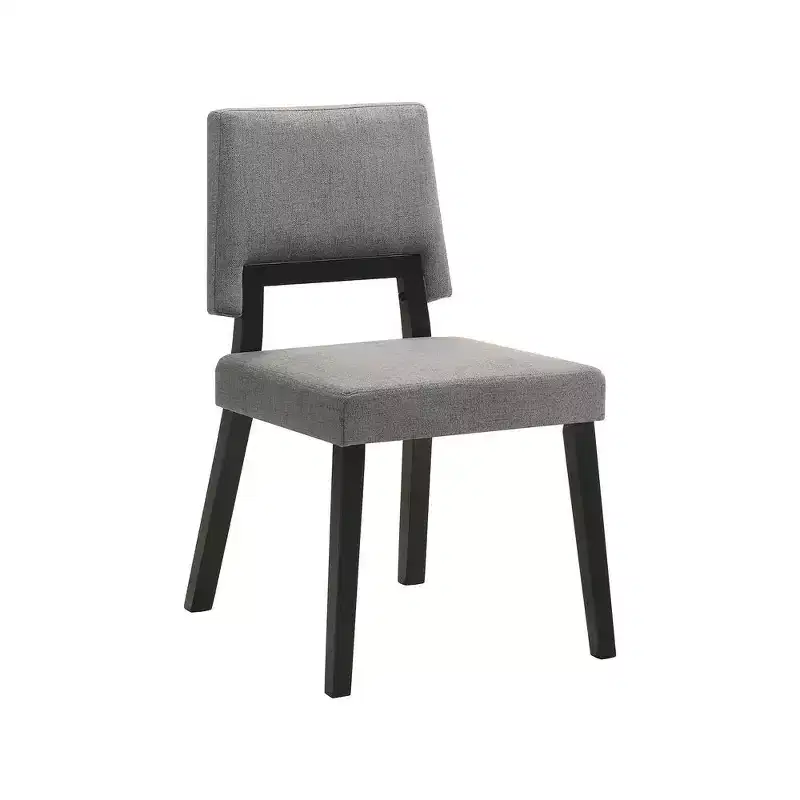 Armen Living,Channell Wood Dining Chair in Black Finish with Charcoal Fabric - Set of 2
