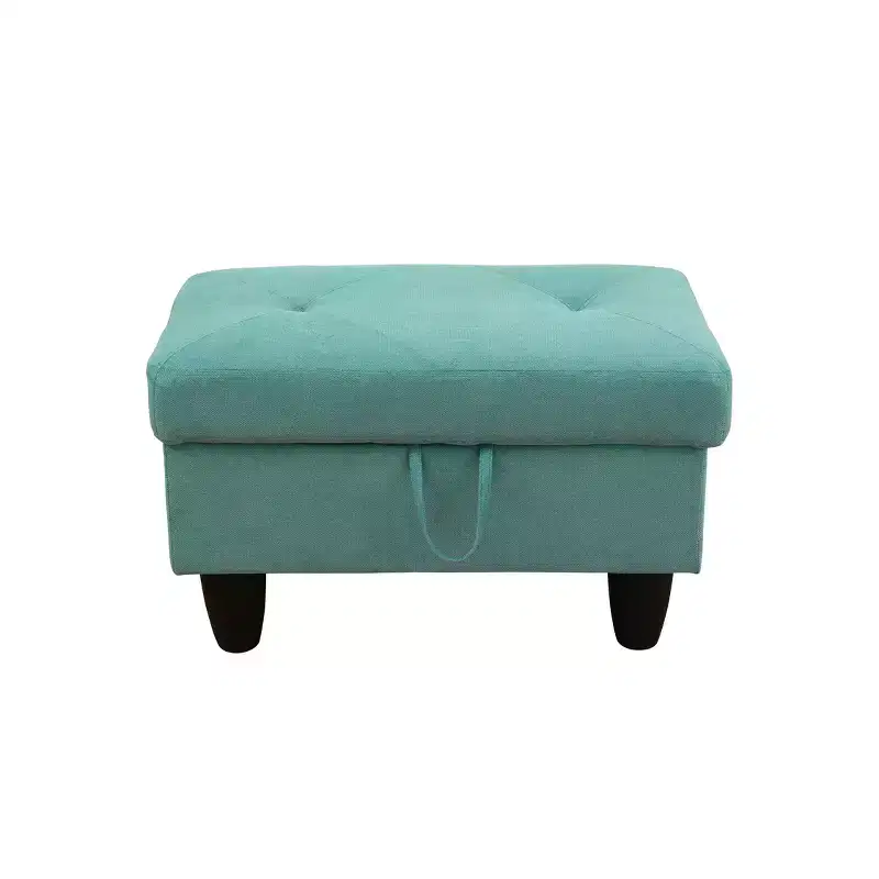 28.5 in. W Linen Rectangle Ottoman with Storage