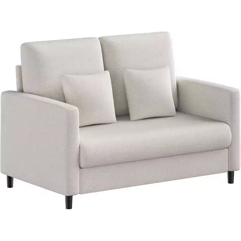 Loveseat Sofa,Mid Century Modern Love Seat for Small Spaces, Wood Frame, Tool-Free Assembly, Comfy Sofa for Bedroom, Living Room