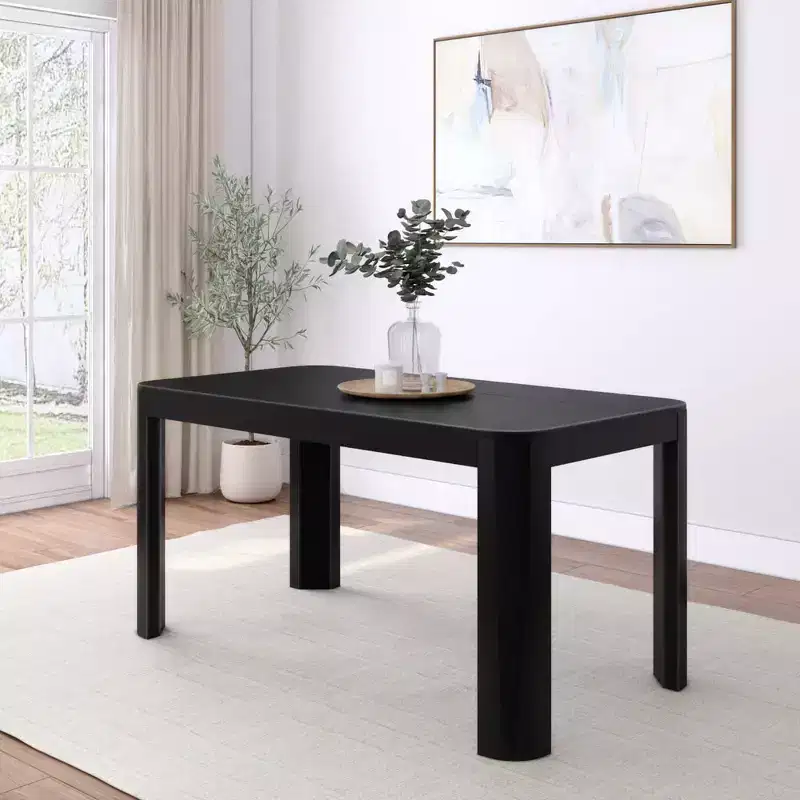 Contour Dining Table, 60 Solid Wood Kitchen Table, Modern Round Table For 4, Wooden Rectangular Kitchen & Dining Table for Home
