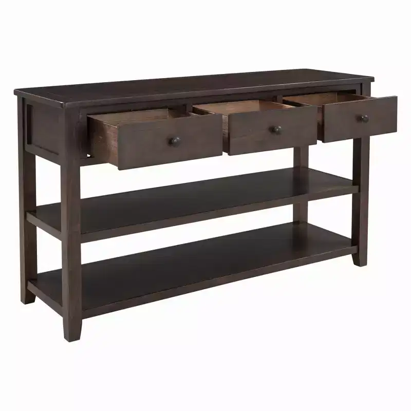 Whisen Modern Design Console Table with 3 Drawers and 2 Open Shelves