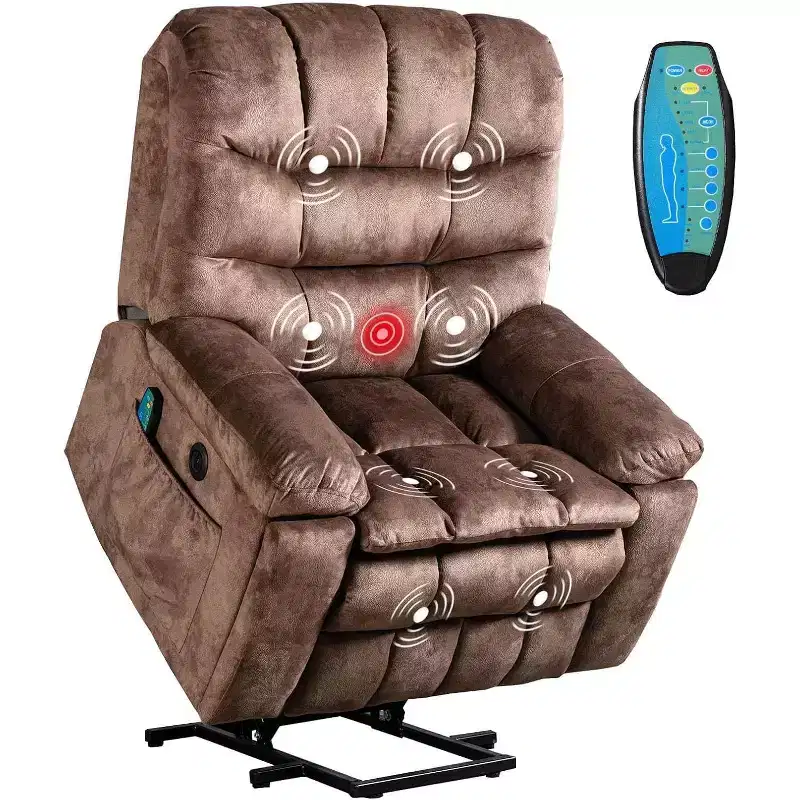 Power Lift Recliner Chair with Massage and Heat for Elderly Heavy Duty Safety Reclining Wider Seat