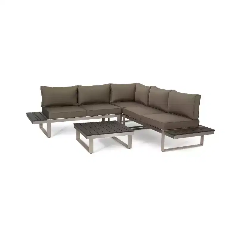GDFStudio Johana Outdoor Aluminum V-Shaped 5 Seater Sofa Set with Cushions