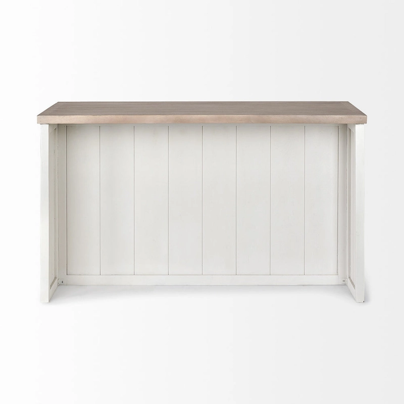 HomeRoots White And Brown Two Tone Wooden Kitchen Island With 3 Drawers - 30' X '34.5' X '60