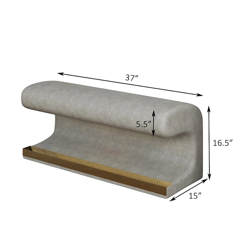 37W Entryway Bench Leather Upholstered Ottoman with LED