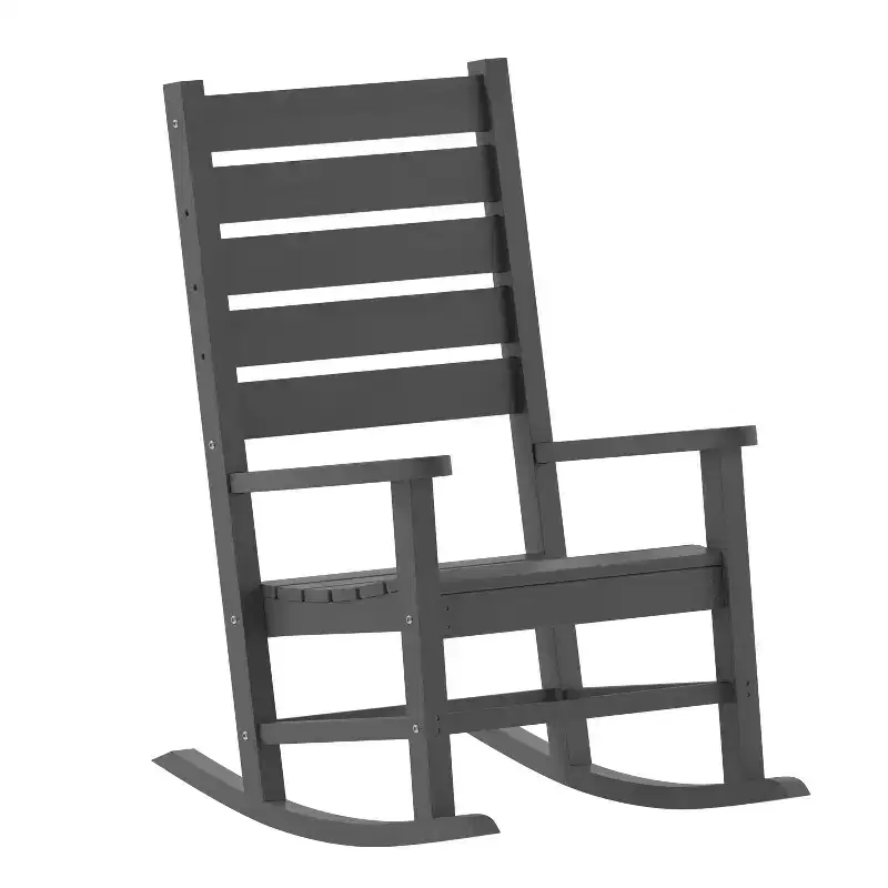 Emma and Oliver Set of 2 Contemporary Rocking Chairs, All-Weather HDPE Indoor/Outdoor Rockers