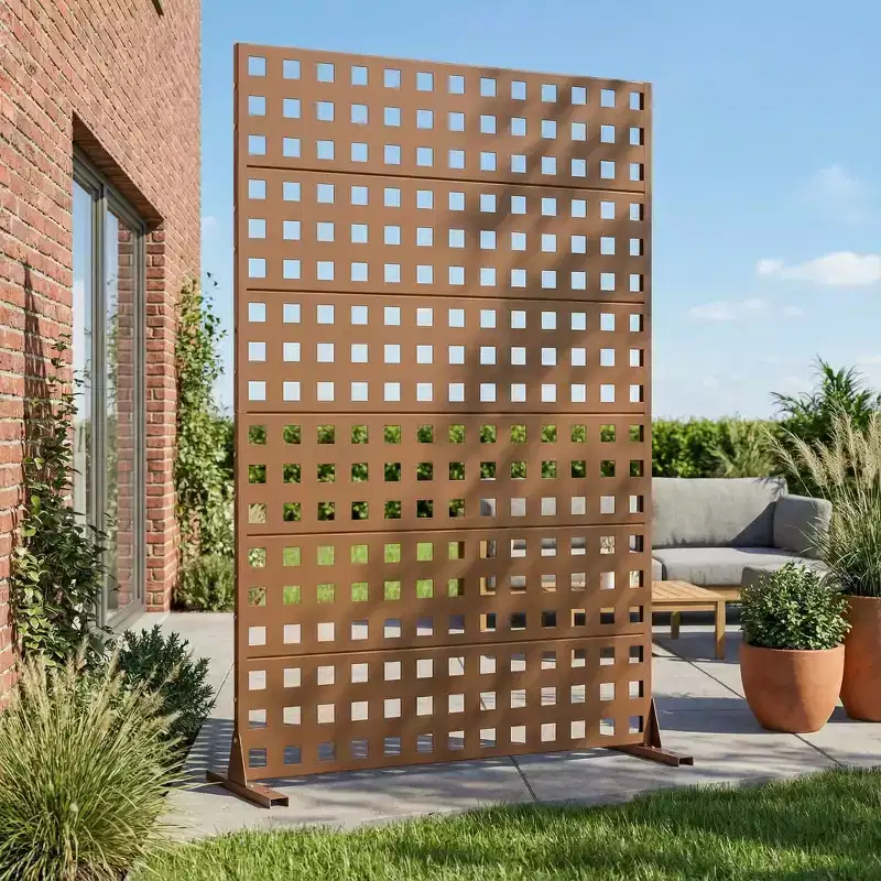 6-Panel Galvanized Steel Grid Room Divider – 72