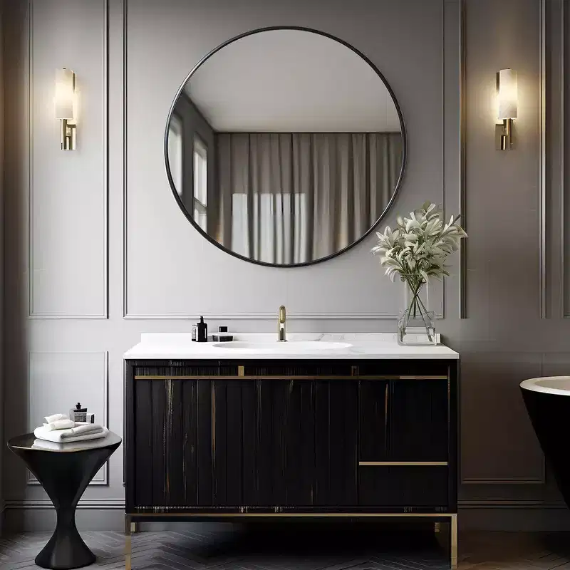 42 Inch Round Bathrrom Wall Mirror, Premium HD Glass, Anti-Rust Aluminum Frame