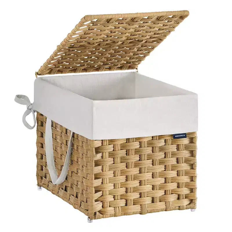 Foldable Laundry Hamper with Lid and Removable Liner, 9.5 Gallon, Yellow