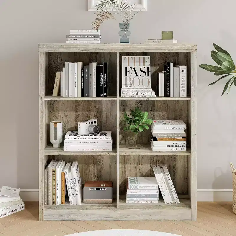 COZONY 6 Cube Storage Bookshelf, 53 Tall Bookcase with Anti-Tip Design, Modern Freestanding Organizer Shelf for Living Room, Bedroom, Home Office