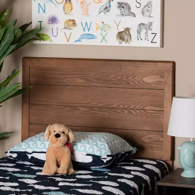 Twin Seren Wood Headboard Walnut: Sturdy, Inset Paneling, Bedroom Furniture