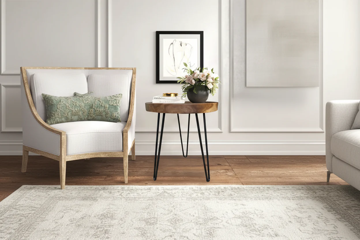 Teak End Table Solid Live Edge Side Table