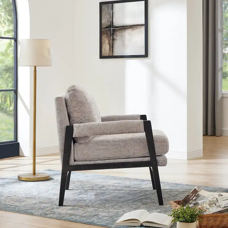 Roundhill Furniture Kelly Mid-Century Modern Chenille Upholstered Accent Armchair
