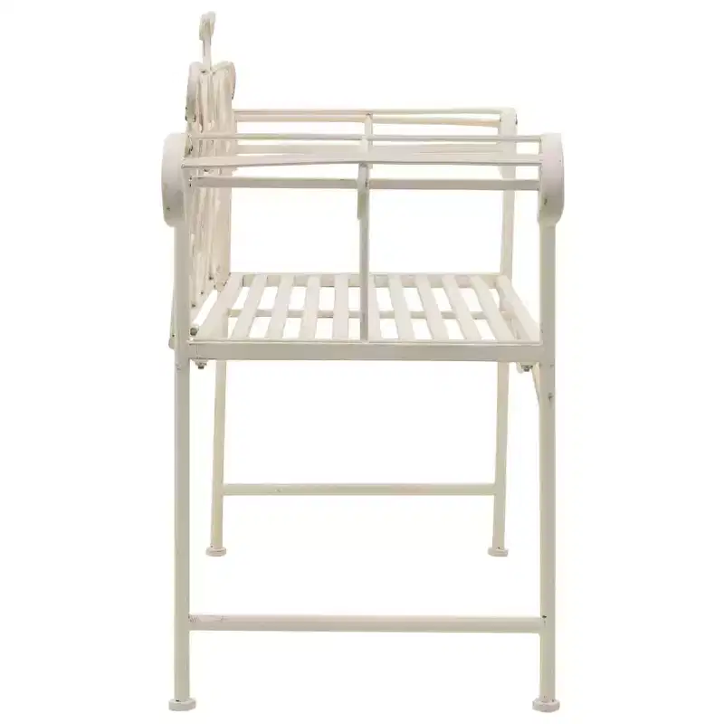 vidaXL Patio Bench Metal Scrolling Garden Bench Chair Metal Antique White