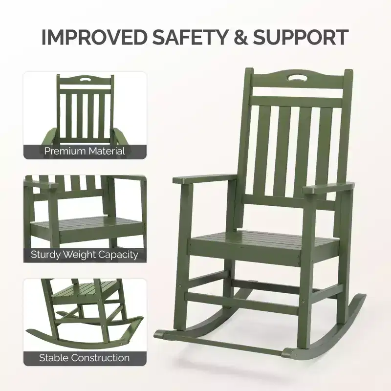 Karl Home | Solid Wood Patio Rocking Chair with Footrest
