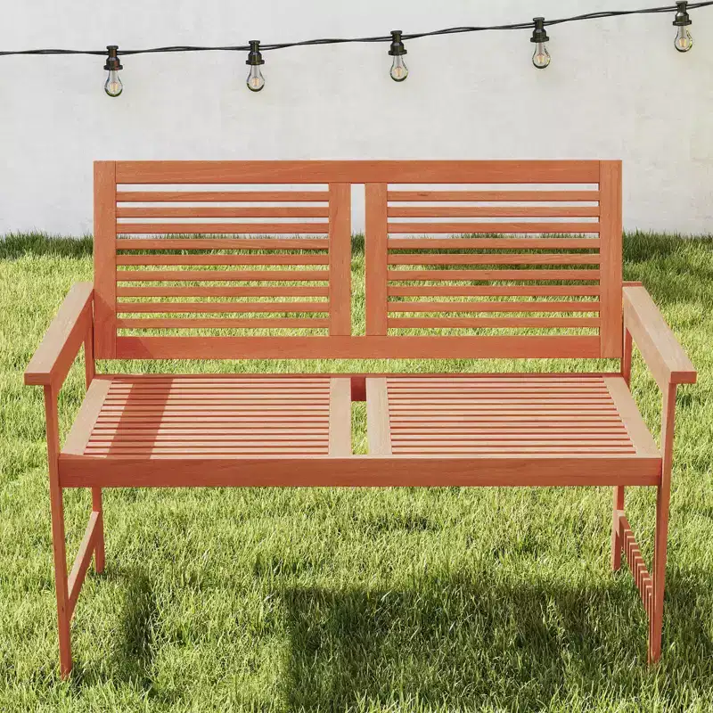 Costway 2-Person Patio Bench with Slatted Backrest and Seat Garden Loveseat Chair Furniture