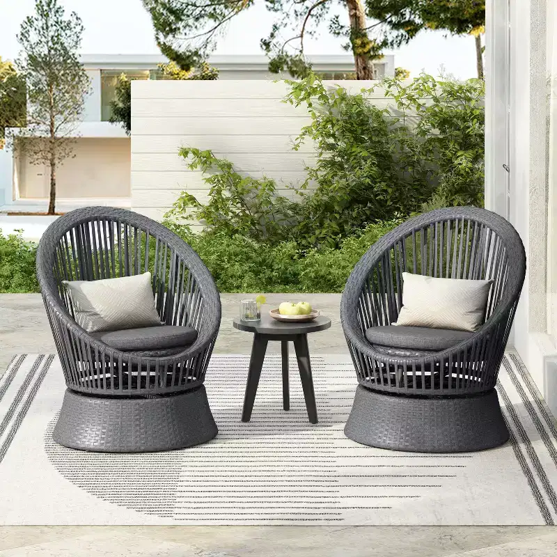 Christopher Knight Home Acheson Modern Outdoor Rattan and Iron Upholstered Accent Chair (Set of 2)