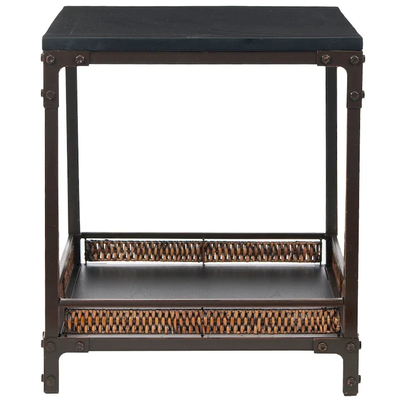 SAFAVIEH Jindra Wicker Accent Wood Top End Table - 22 x 22 x 25.2 - 22Wx22Dx25H