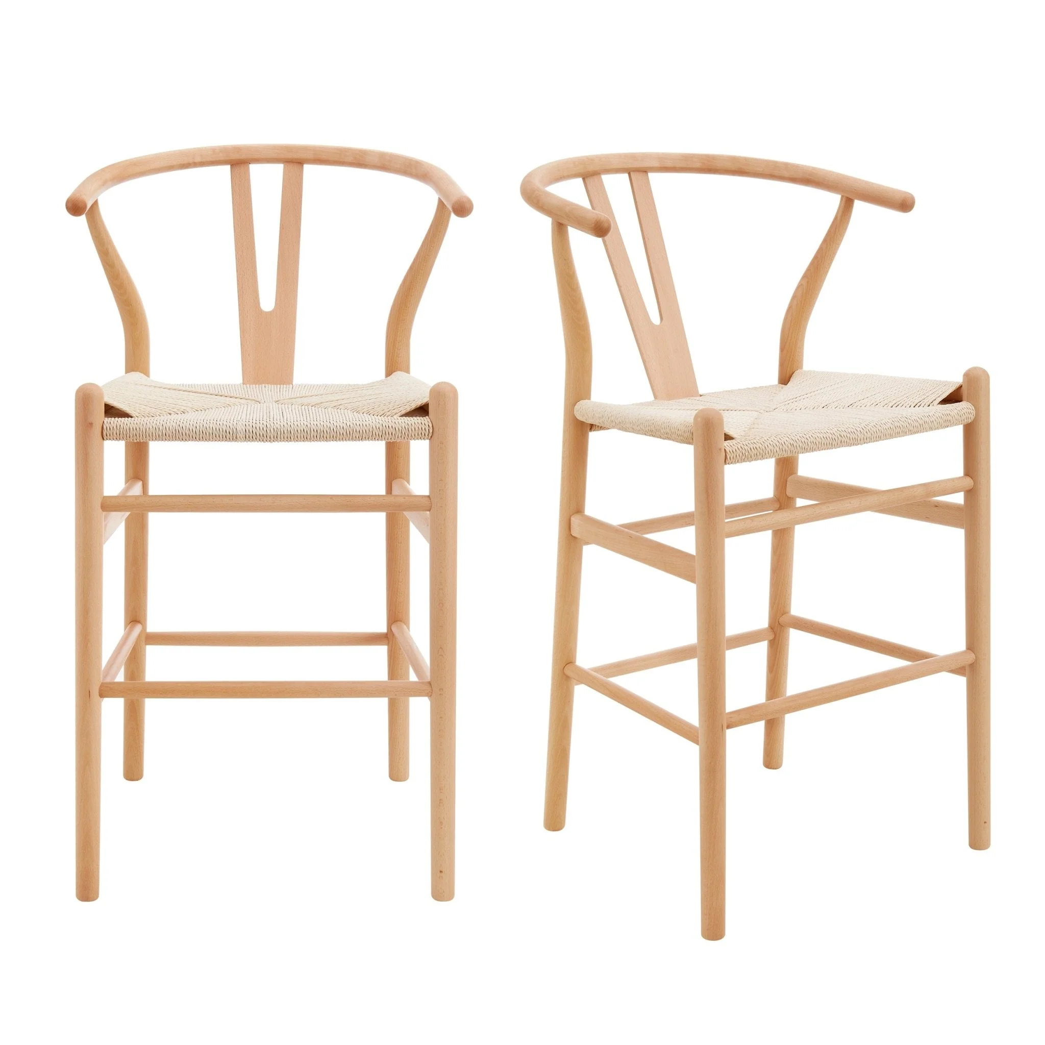 Scandi Natural Birch Wood Barstool with Rope Seat for Kitchen