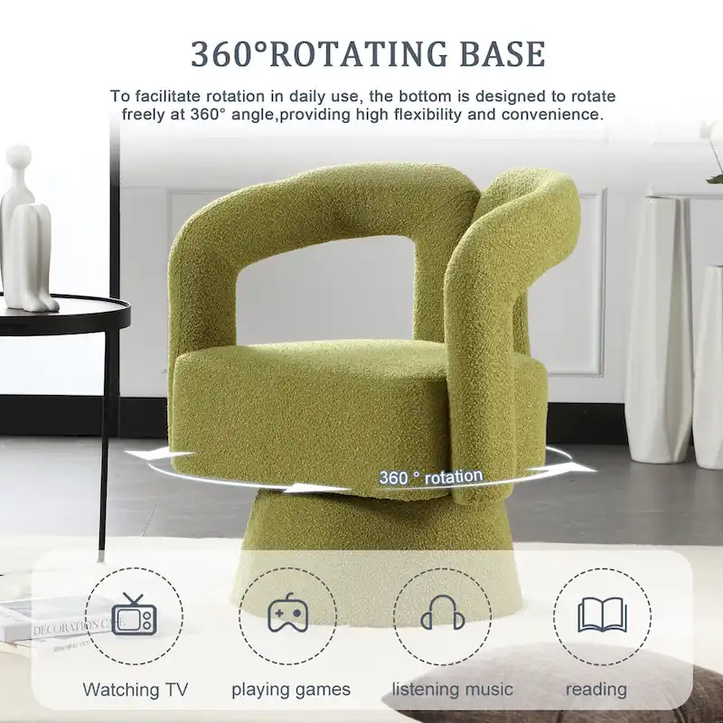HOMEFUN Boucle Upholstered 360 Degree Swivel Cuddle Barrel Accent Chairs
