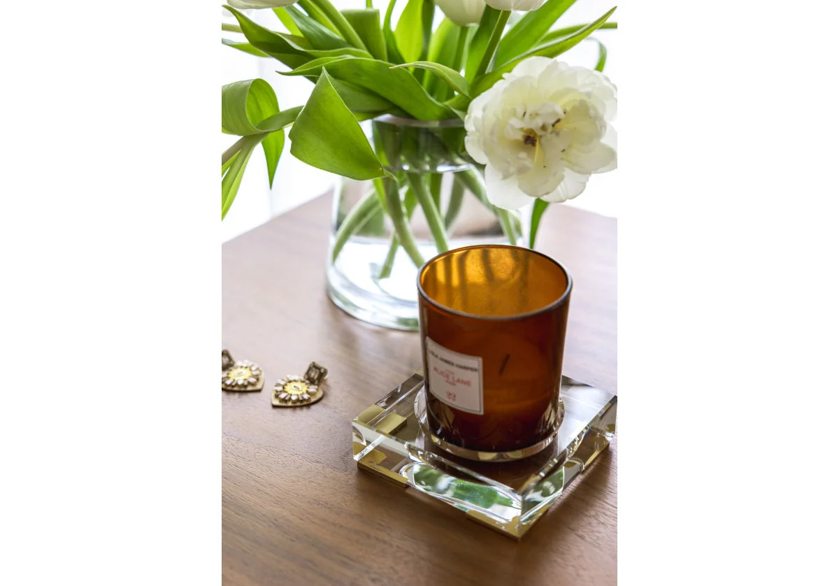 Luxe Crystal Diffuser Dish with K1 Crystal & Brass Feet for Bedroom & Living Room
