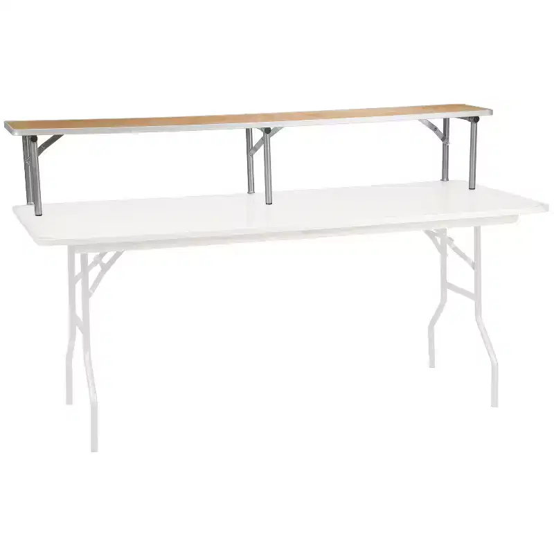 72-Inch Birchwood Bar Top Riser with Silver Legs