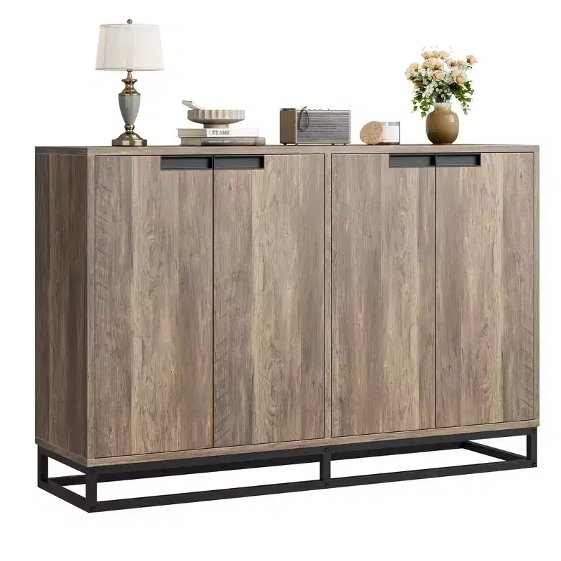 Buffet Storage Cabinet with 4 Doors and Shelves Modern Sideboard Credenza