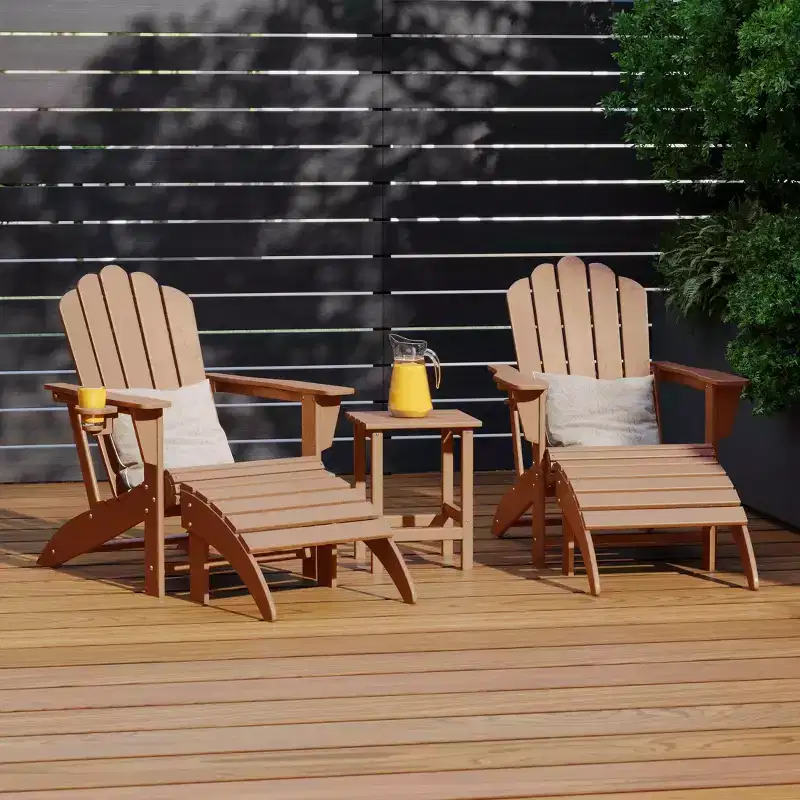 WestinTrends Highland 5-Piece Adirondack Chair Set, Teak