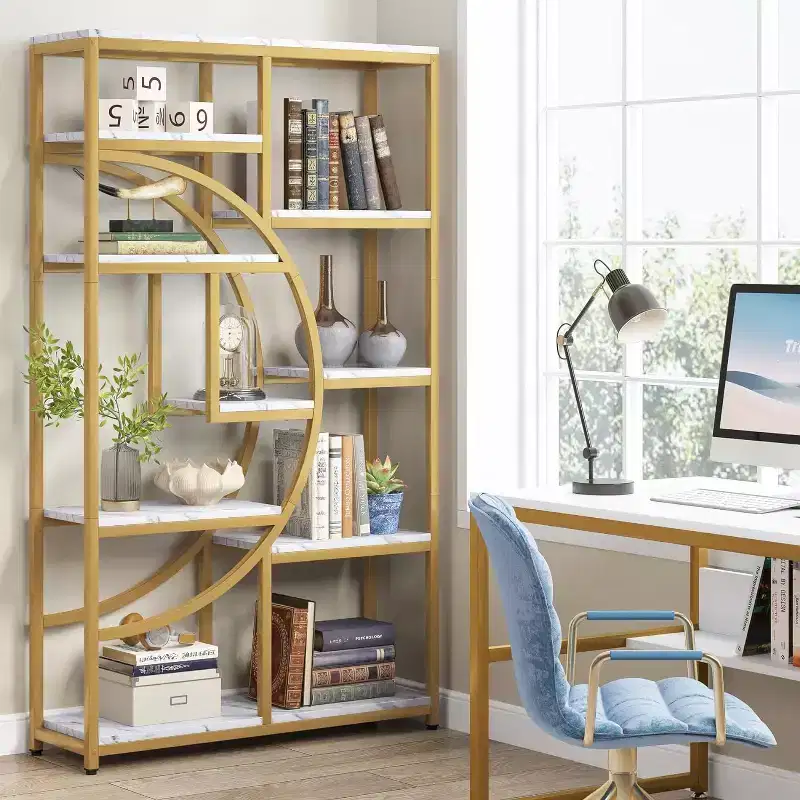 Lantine 5 Tier Bookshelf with 9-Open Storage Shelf