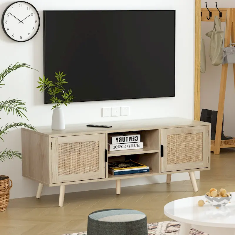 Anmytek 47   Modern TV Stand Entertainment Center Media Console Table for up to 65   TV - 47 inches in width
