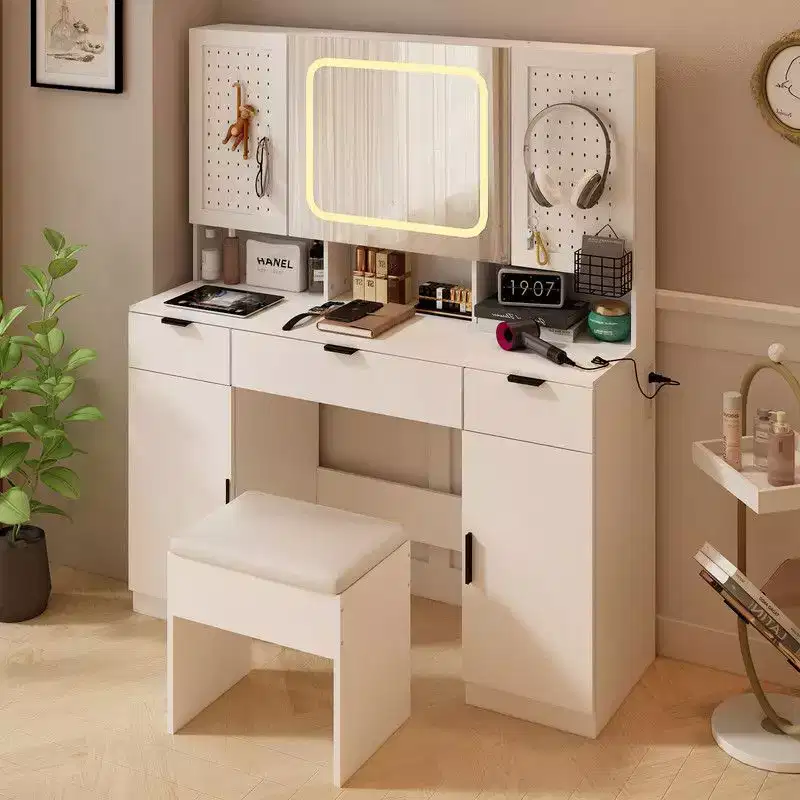Karl Home | White Makeup Vanity Table Set with Led Lights