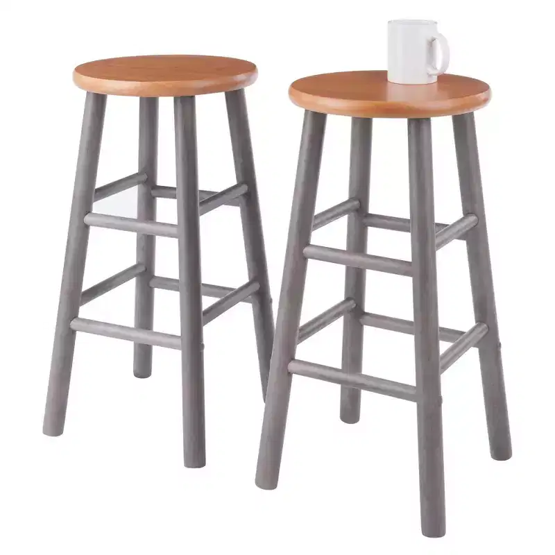 2pc 24" Huxton Counter Height Barstools Gray/Teak - Winsome