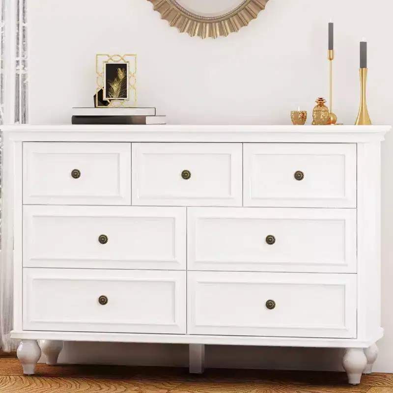 Solid Wood 7-Drawer Dresser Chest